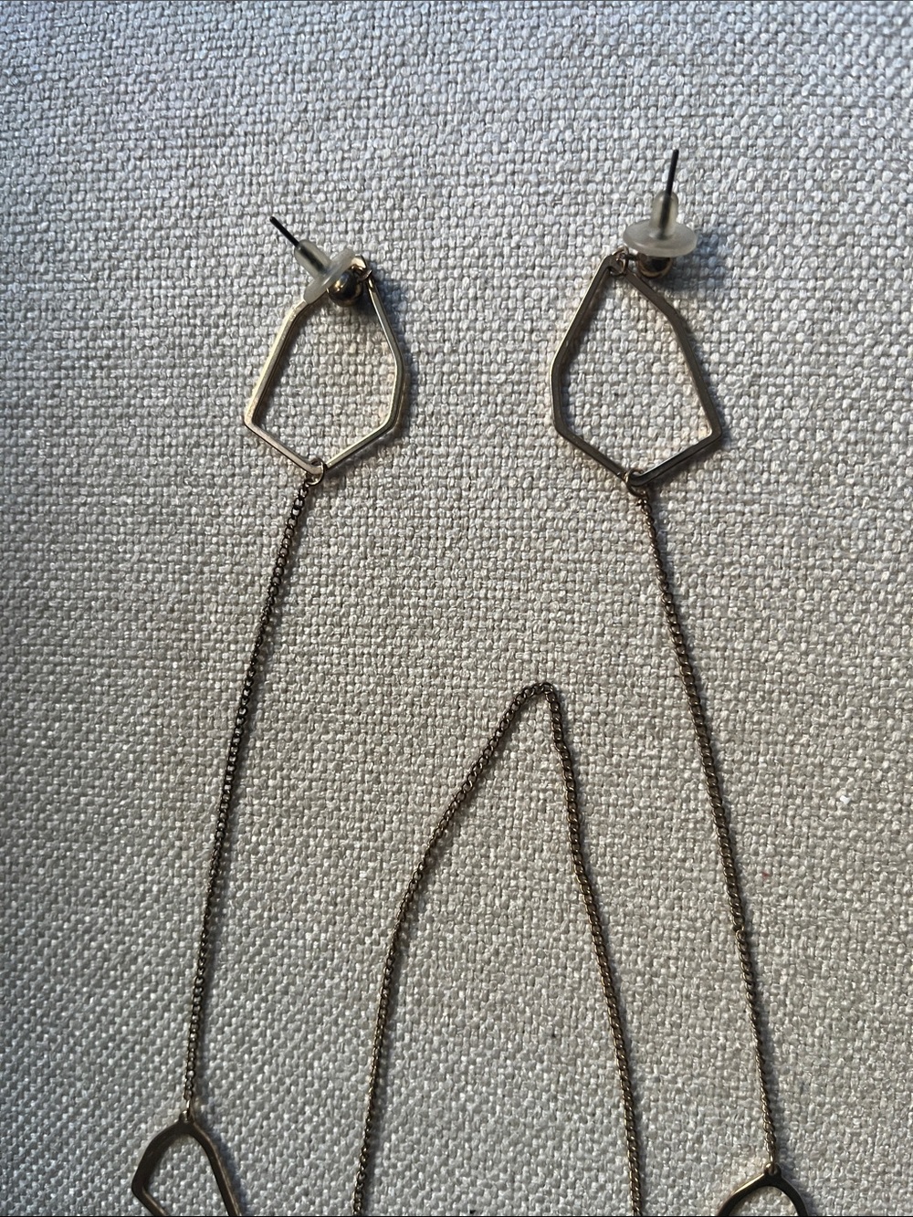 Delicate Geometric Drop Earrings - Silver Tone